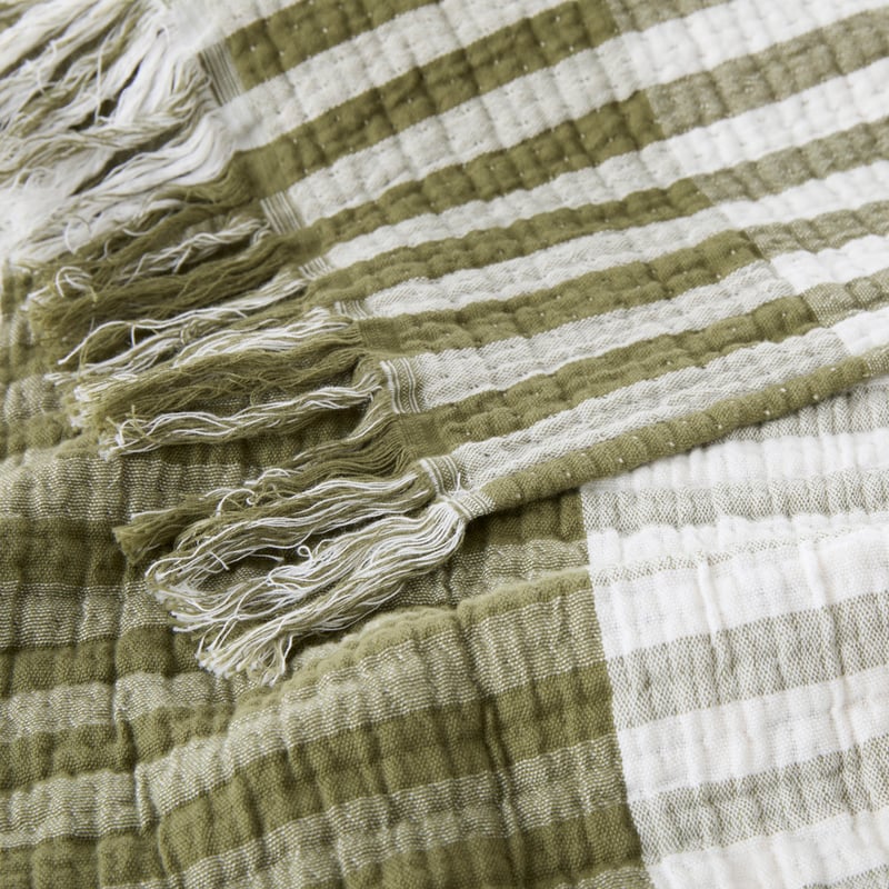 European Sofia Olive Green Throw