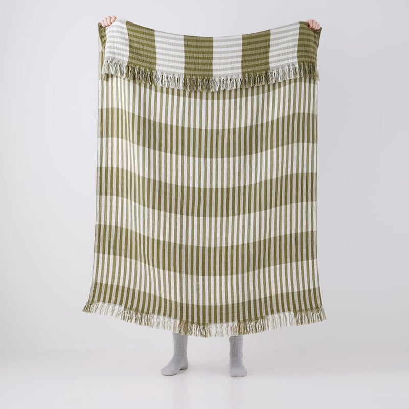 European Sofia Olive Green Throw