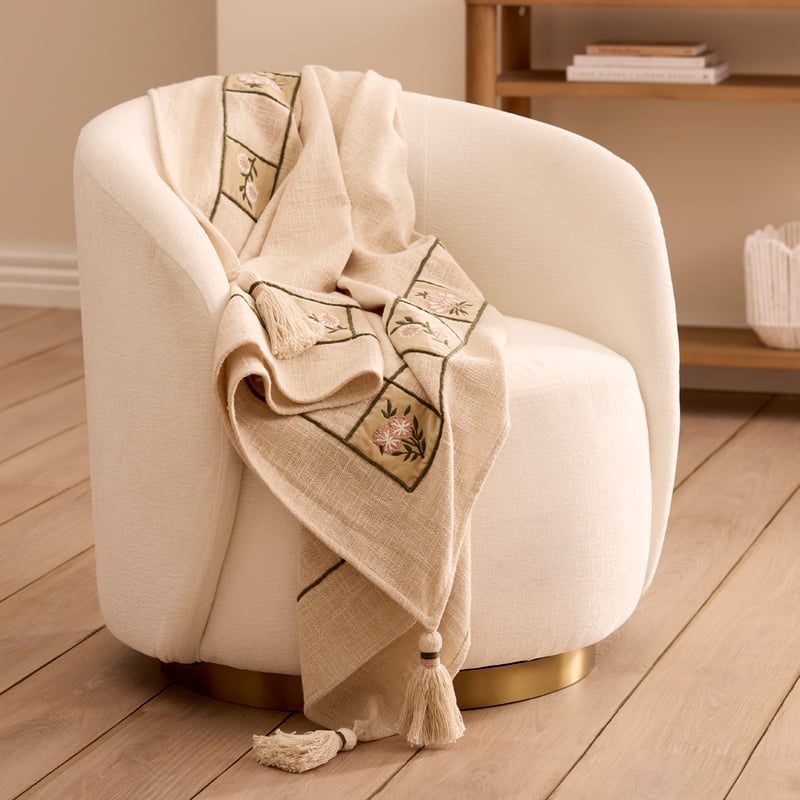 Jesse Floral Pebble & Pink Sand Throw