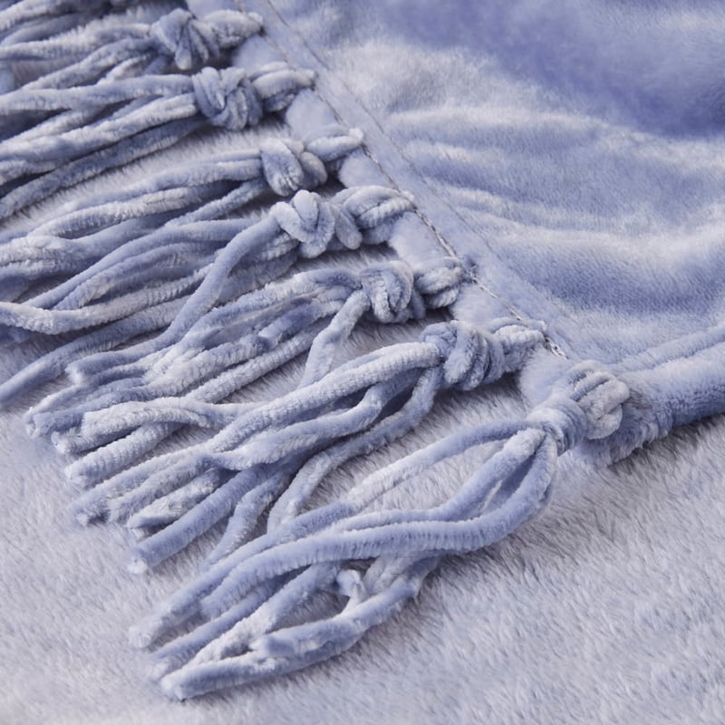 Aspen Blue Fleece Tassel Throw