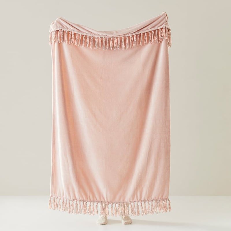 Aspen Blush Fleece Tassel Throw