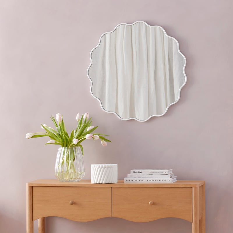 Ophelia White Round Mirror
