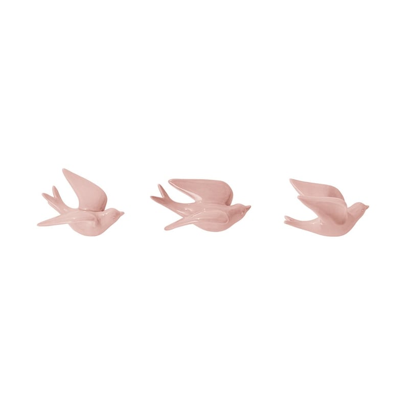 Flying Swallow Pink Birds Set of 3