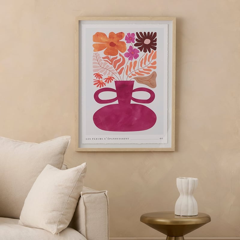 Vintage Les Fleurs Epanouissent Pink Wall Art