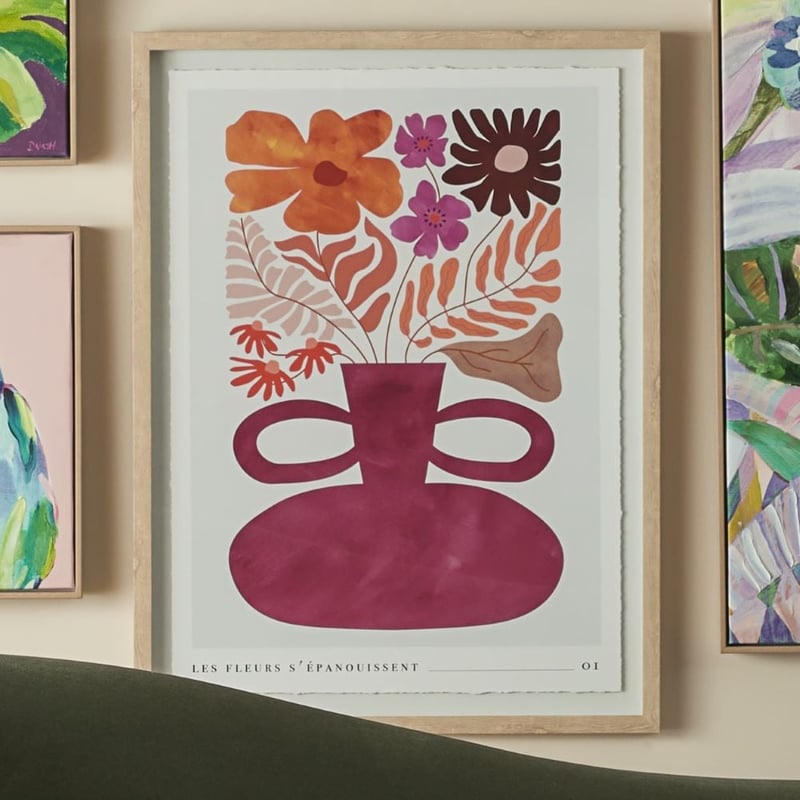 Vintage Les Fleurs Epanouissent Pink Wall Art