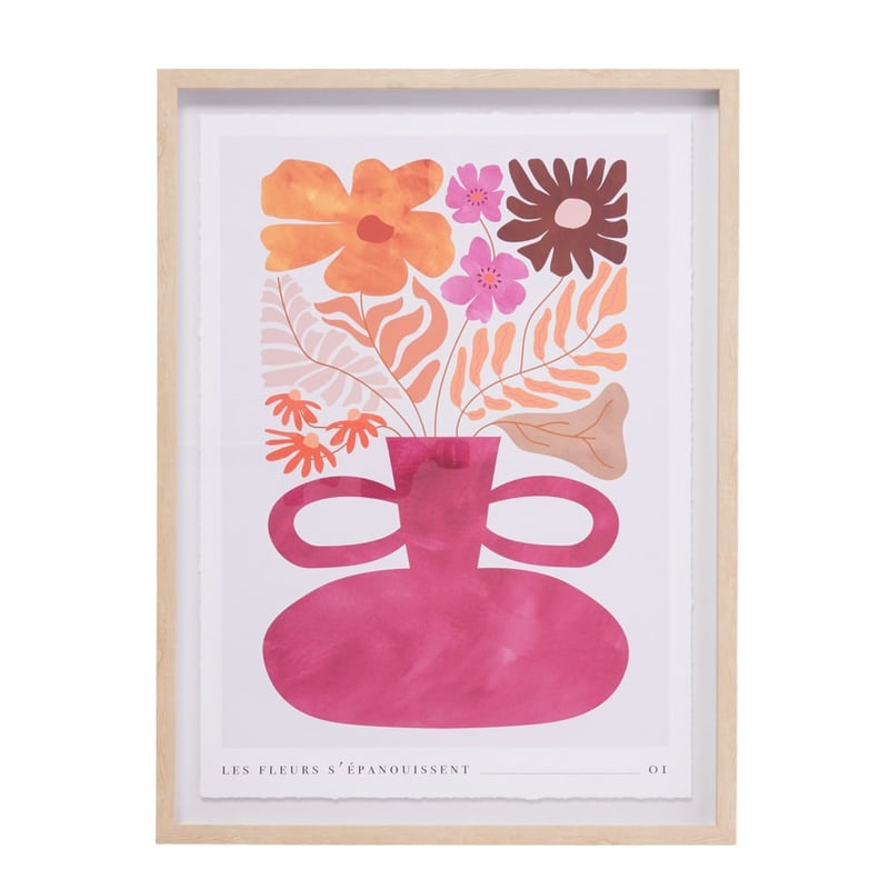 Vintage Les Fleurs Epanouissent Pink Wall Art