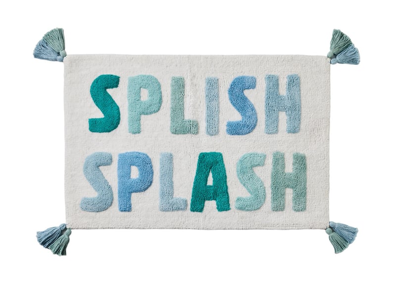Splish Splash Blue & Mint Text Bath Mat