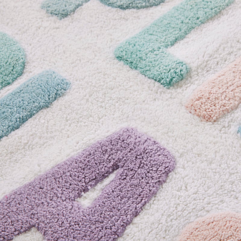 Splish Splash Pink & Lilac Text Bath Mat