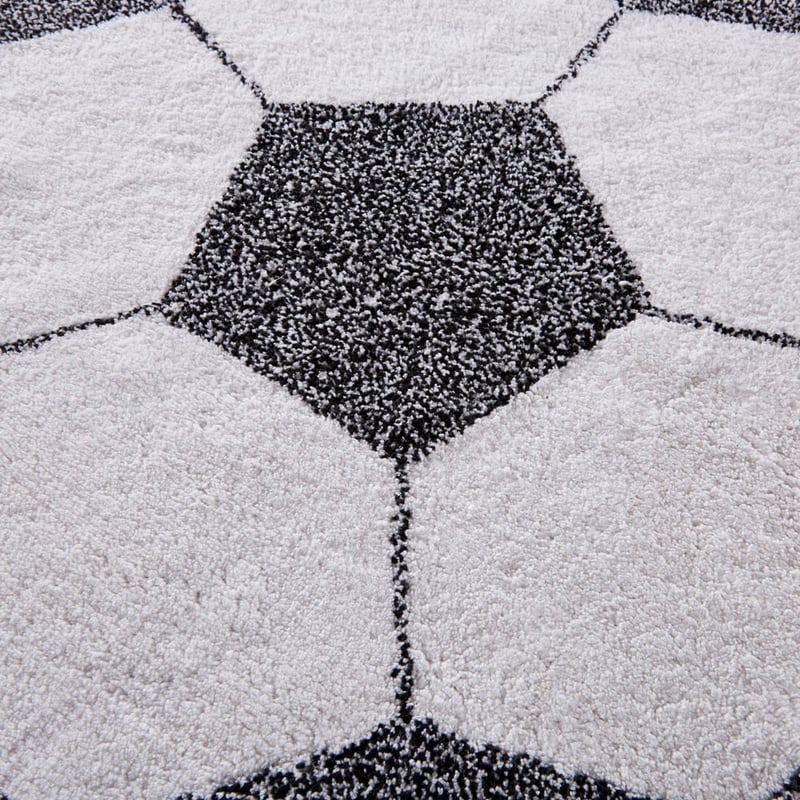Kids Soccer Ball Black & White Bath Mat