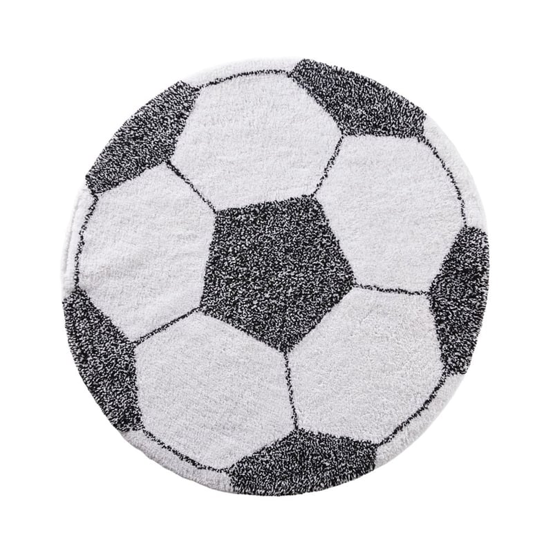 Kids Soccer Ball Black & White Bath Mat
