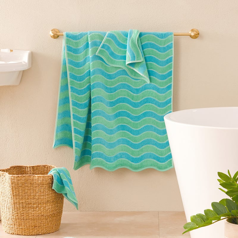 Wavey Blue & Green Towel Range