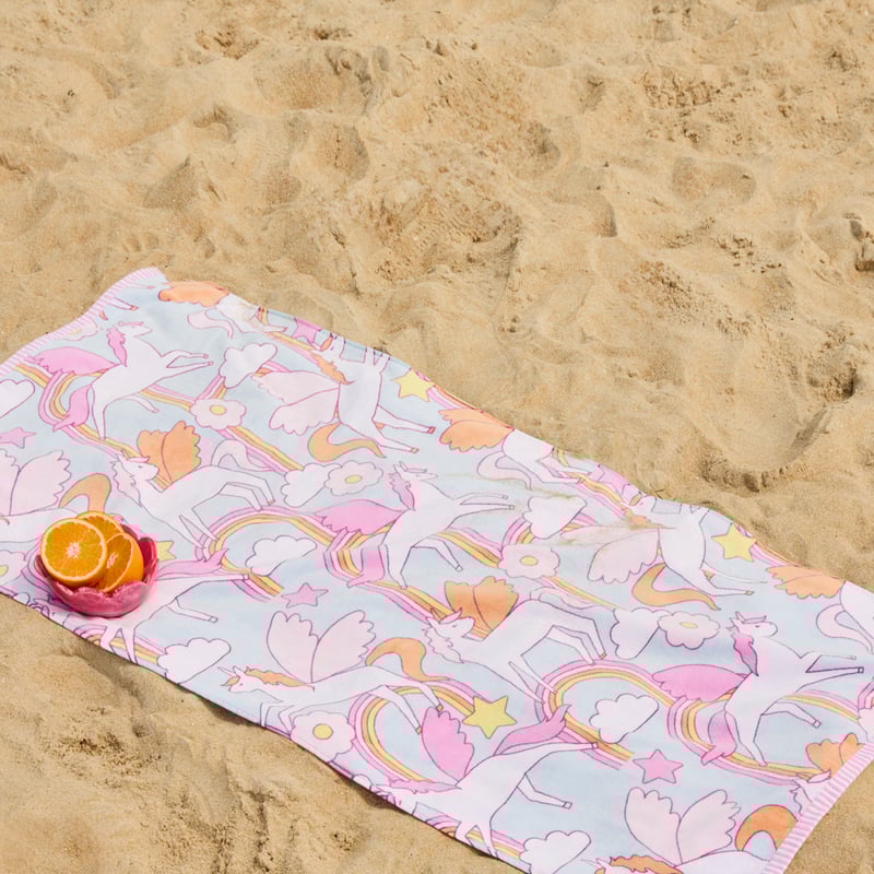 Unicorns & Rainbows Printed Beach Towel