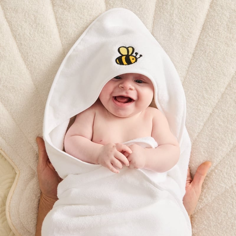 Australian Cotton White Bee Hooded Towel