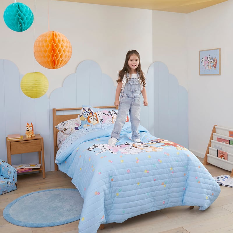 BBC Bluey & Friends Organic Cotton Quilted Cot Quilt Cover Set