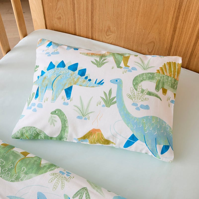 Dinosaur Habitat White Cot Quilt Cover Set