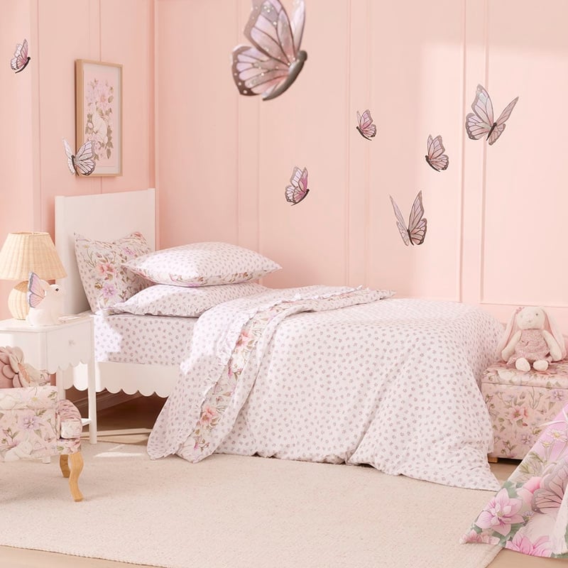 Fleur Harris Sleeping Flutterbunny Soft Fern Quilt Cover Set