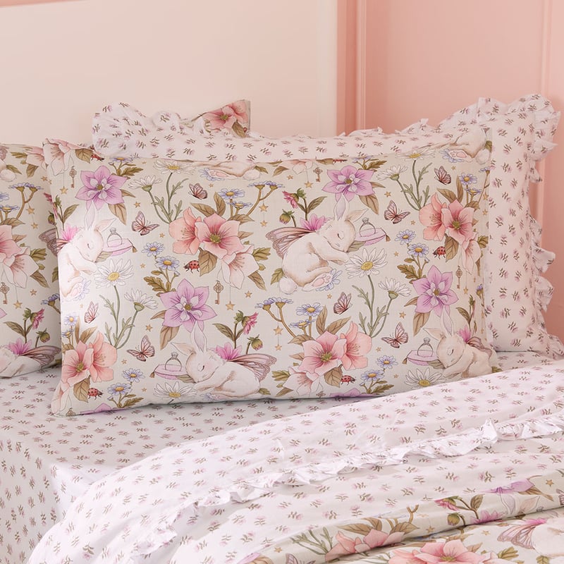 Fleur Harris Sleeping Flutterbunny Soft Fern Quilt Cover Set