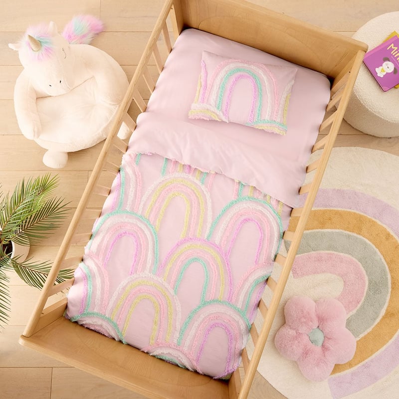 Ruby Tufted Rainbow Cot Quilt Cover Set 