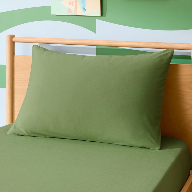 Cotton Jersey Pine Green Fitted Sheet Set