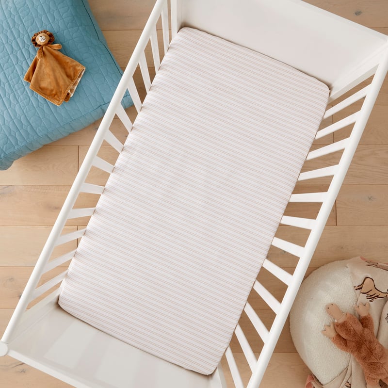 Sully Stripe Natural Baby Fitted Sheets 2pk