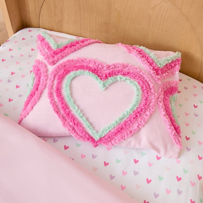 Tufted Heart Pink Cot Quilt Cover Set