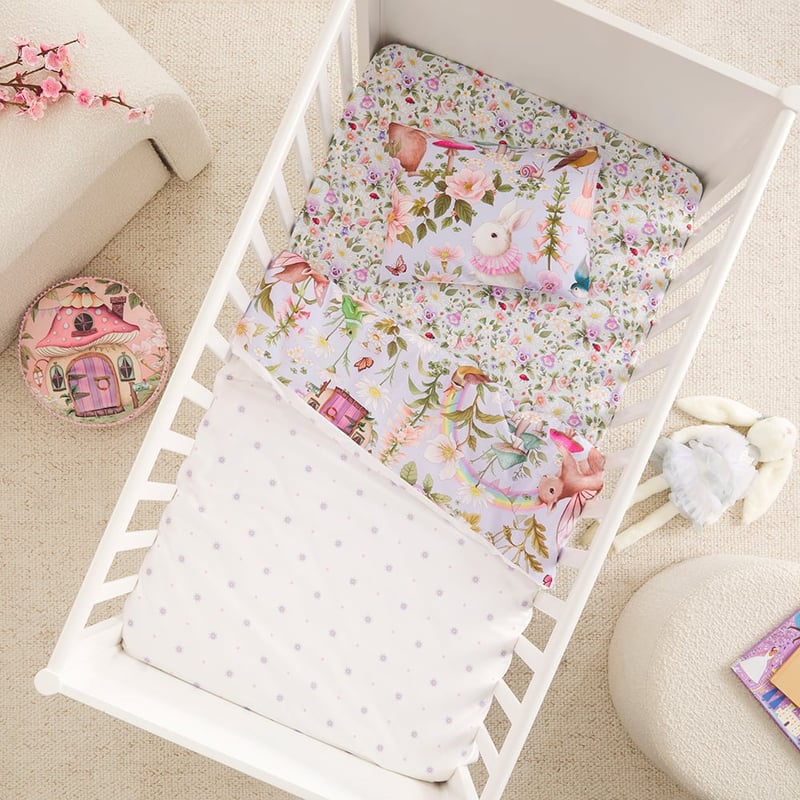Fleur Harris Fairyland Lilac Cot Quilt Cover Set