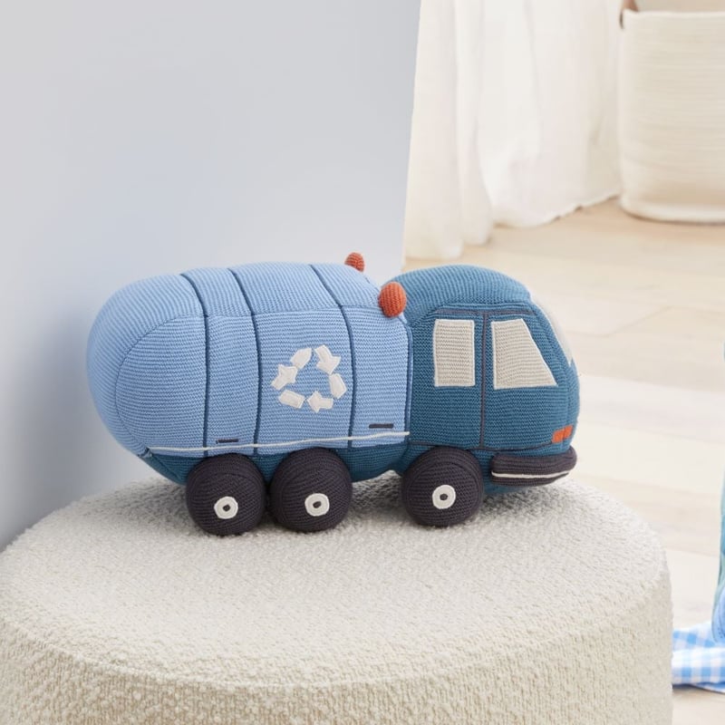 Rubbish Truck Blue Knitted Toy