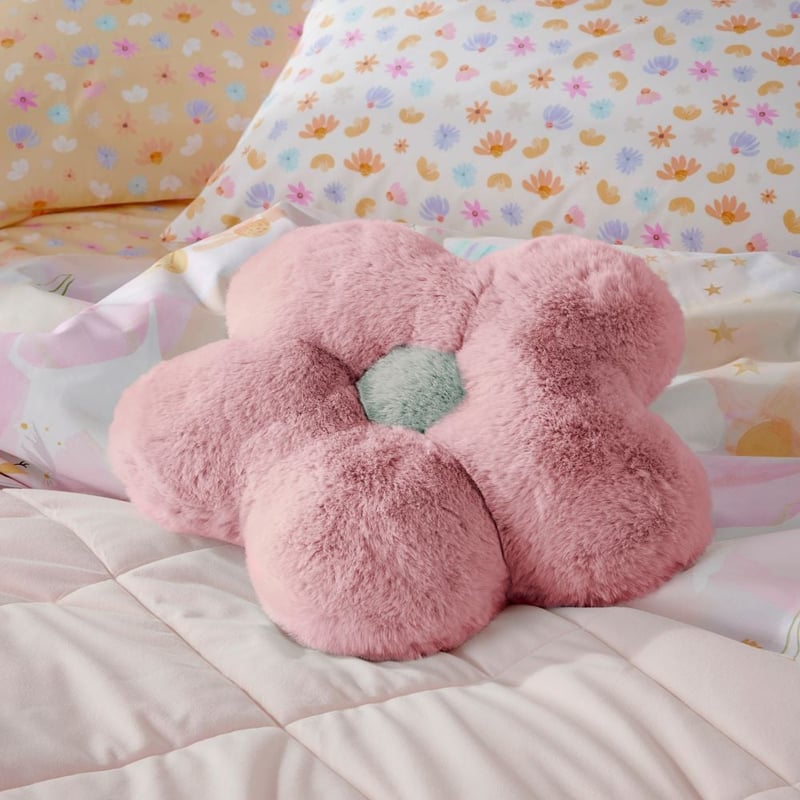 Frankie Multi Flower Faux Fur Shaped Cushion