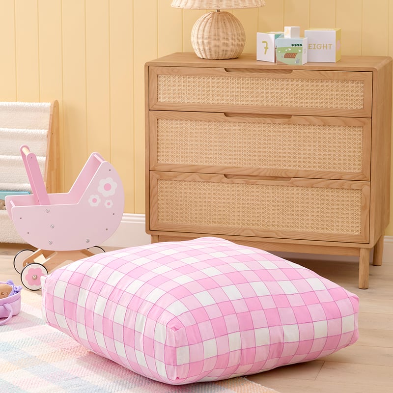 Carter Check Pink Floor Cushion