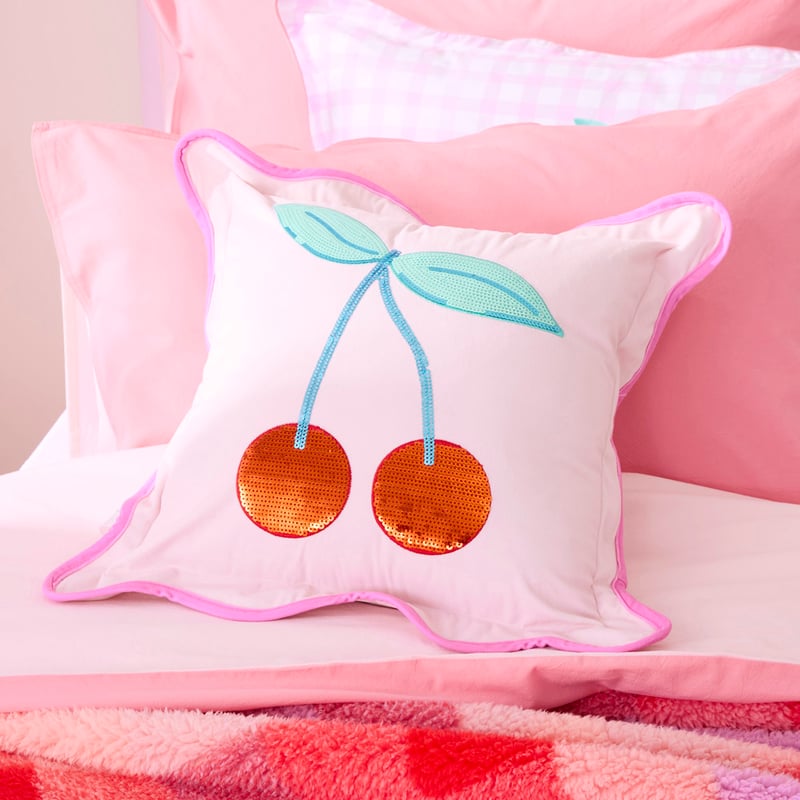 Pink Cherry Sequin Cushion