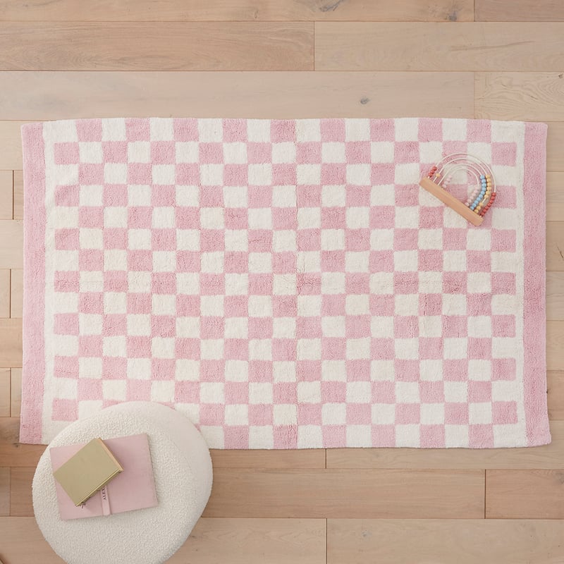 Pink Check Decorative Rug