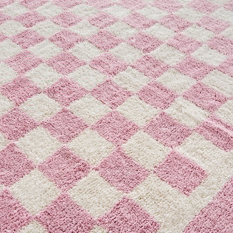 Pink Check Decorative Rug