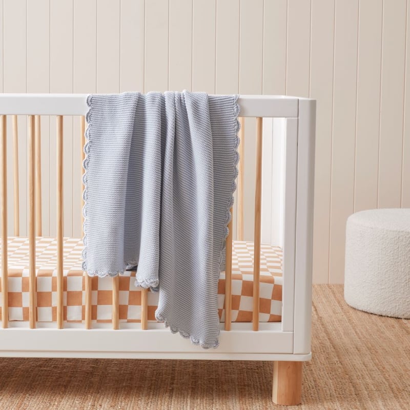 Lennox Baby Blue Organic Cotton Baby Blanket