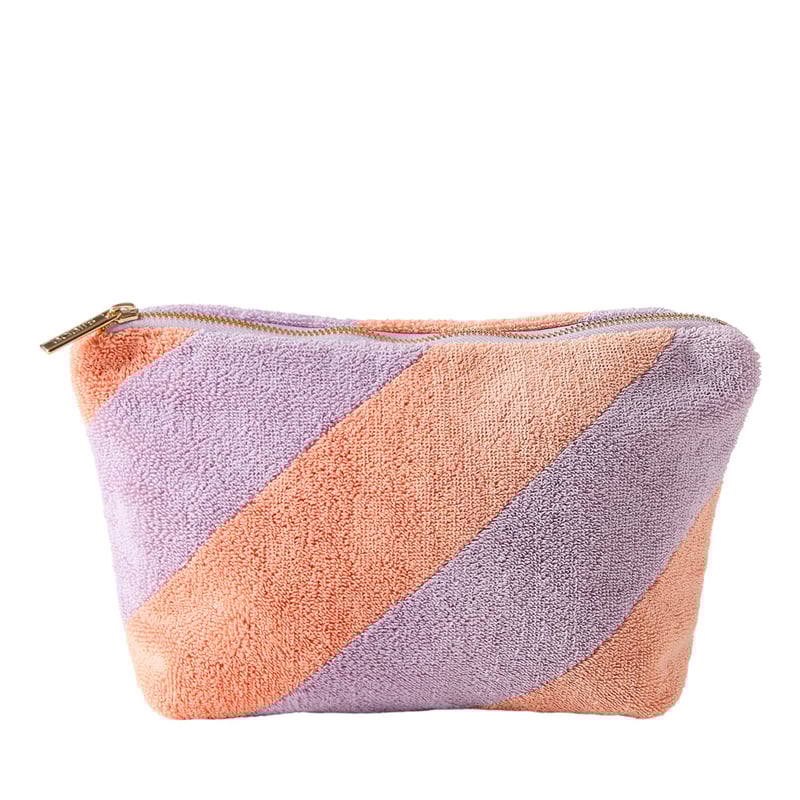 Diagonal Stripe Lilac & Salmon Cosmetic Bag