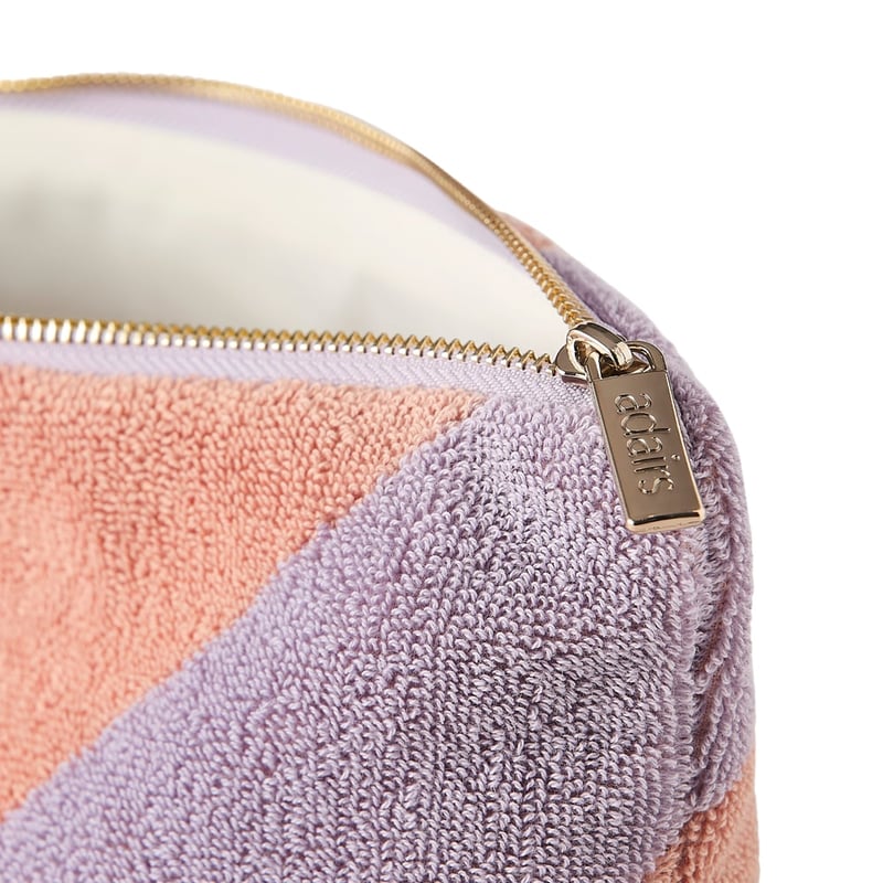 Diagonal Stripe Lilac & Salmon Cosmetic Bag
