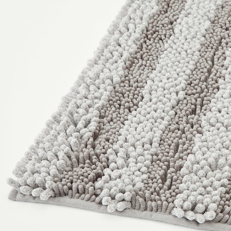 Microplush Grey Marle Stripe Bobble Bath Mat