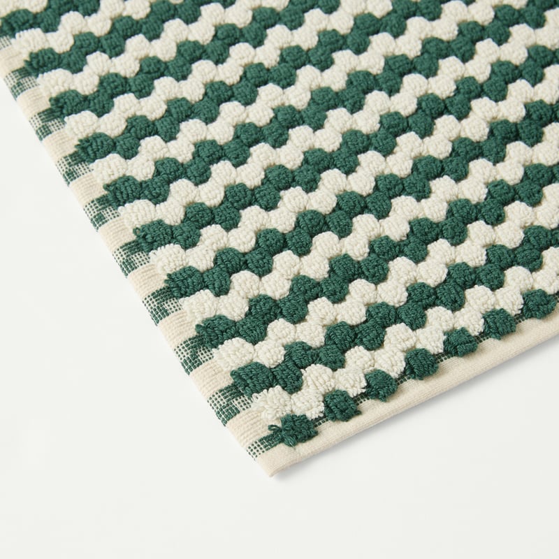 European Lola Forest Green & Natural Turkish Cotton Bath Mat