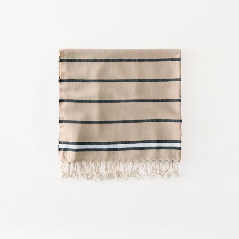 European Biscuit Stripe Turkish Peshtemal Beach Towel