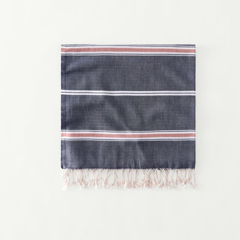 European Navy Stripe Turkish Peshtemal Beach Towel