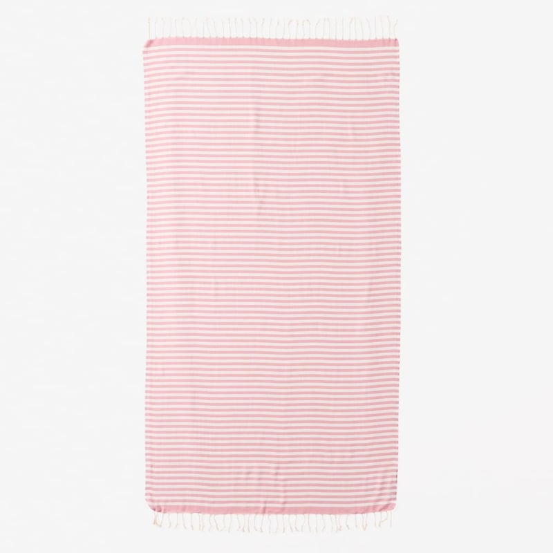 European Pink Stripe Turkish Peshtemal Beach Towel