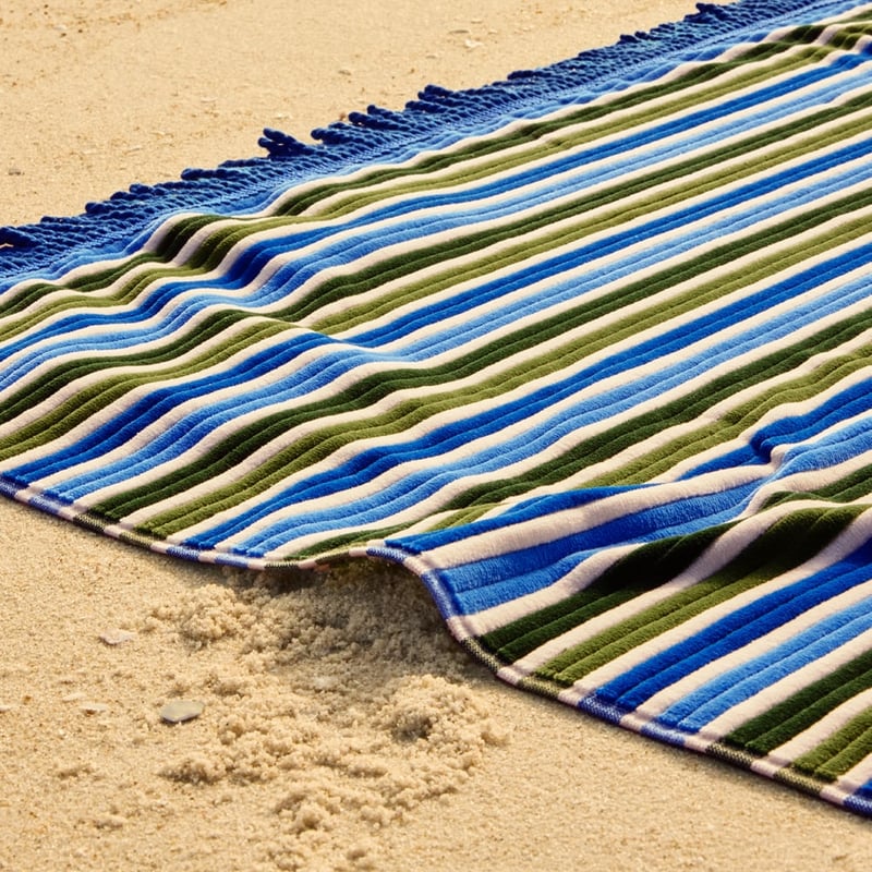 Coogee Blue & Green Luxe Velour Beach Towel