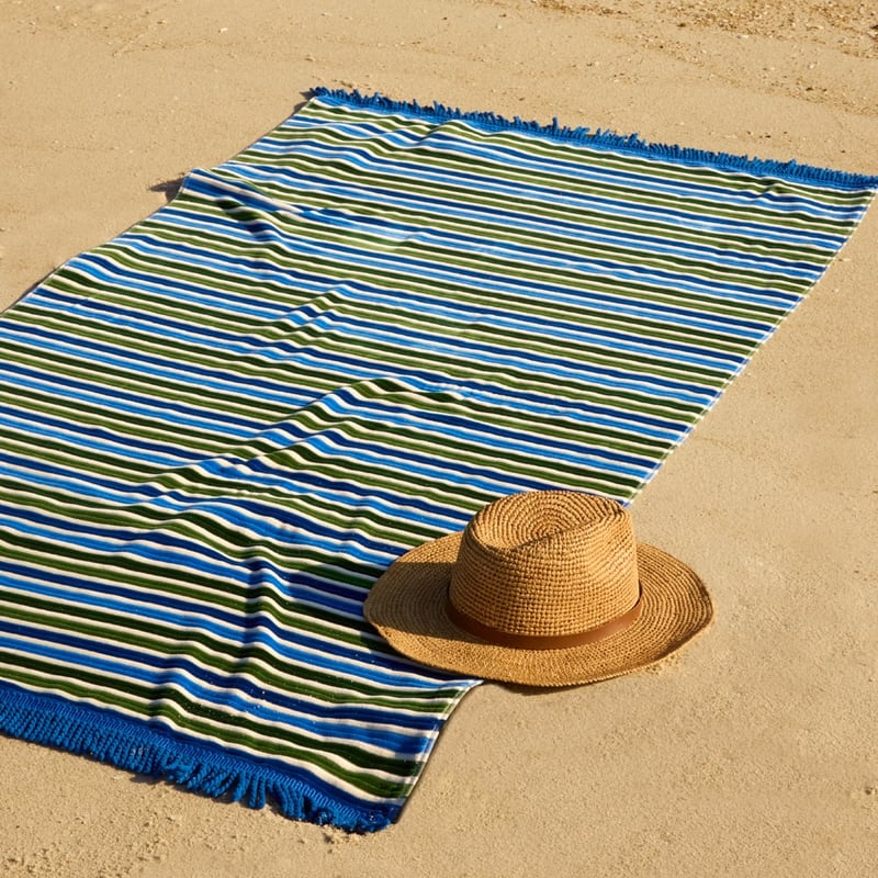 Coogee Blue & Green Luxe Velour Beach Towel