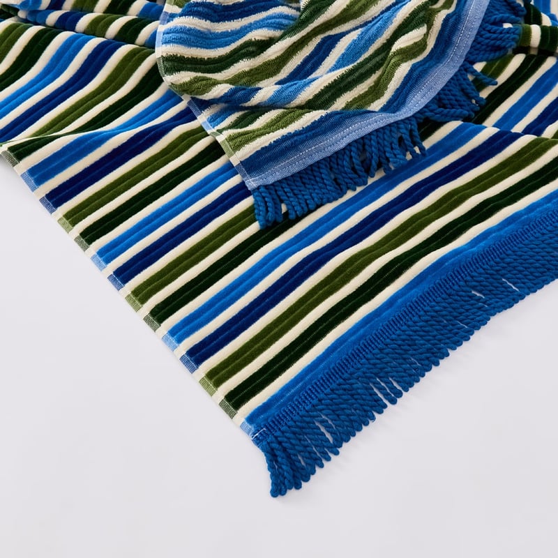 Coogee Blue & Green Luxe Velour Beach Towel