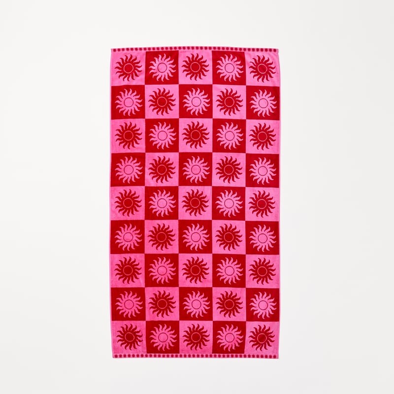 Sundown Pink Luxe Velour Beach Towel