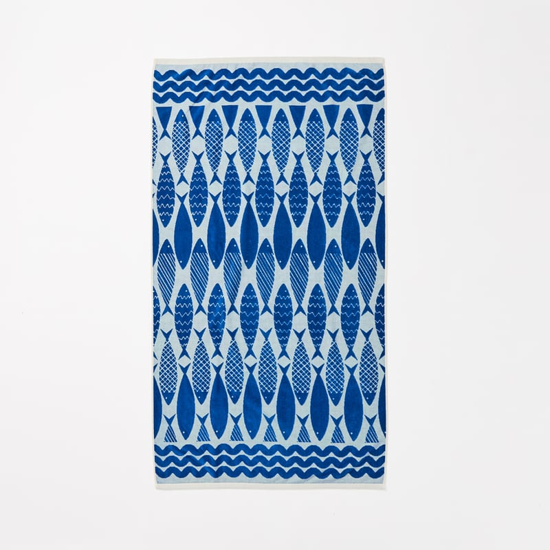 Coral Bay Blue Terry Textured Beach Towel