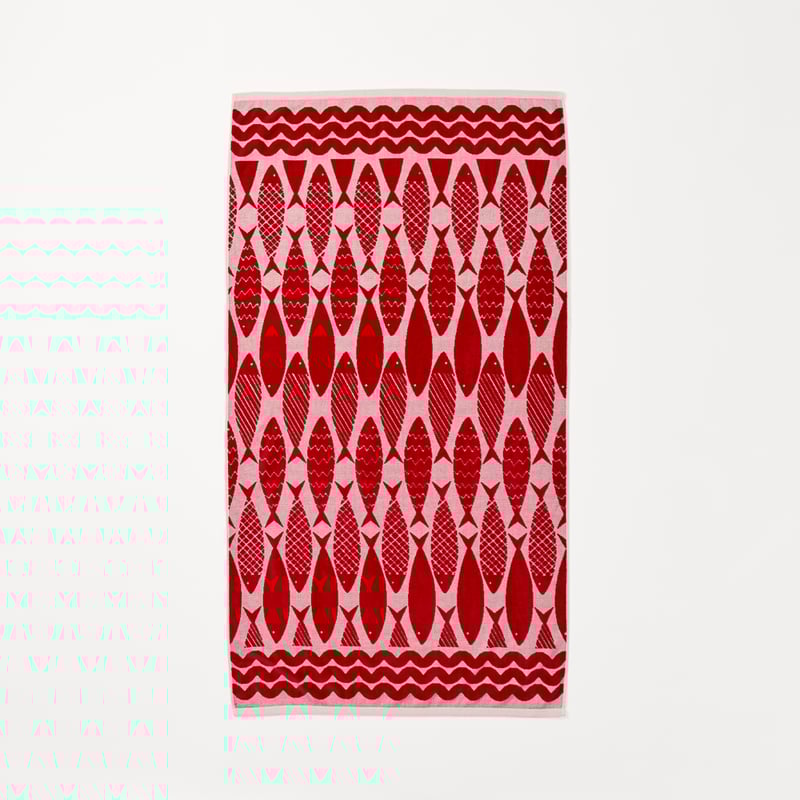 Coral Bay Red Terry Textured Beach Towel