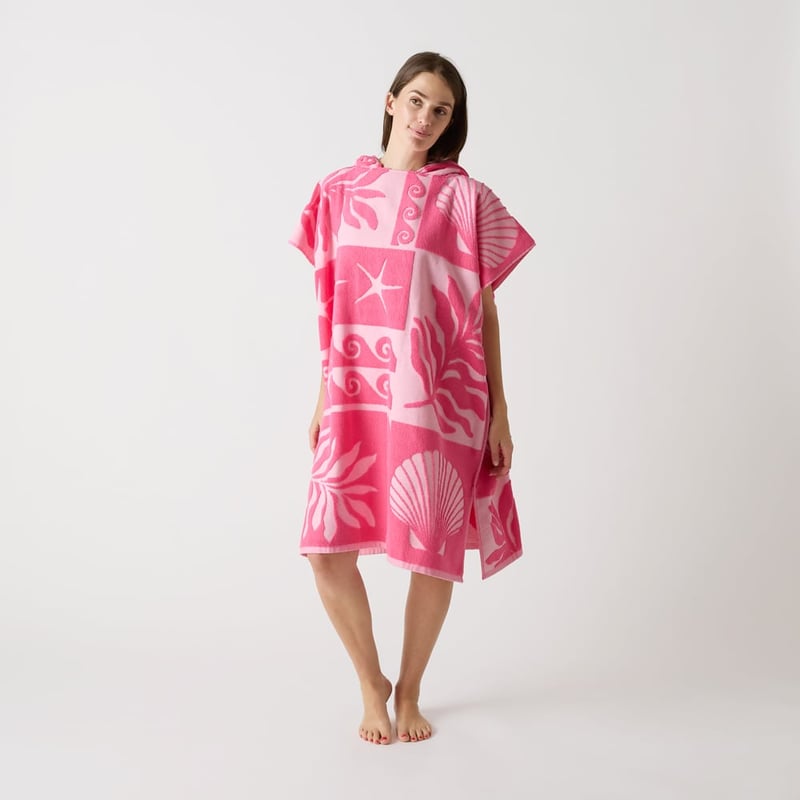 Azalea Pink Hooded Beach Towel
