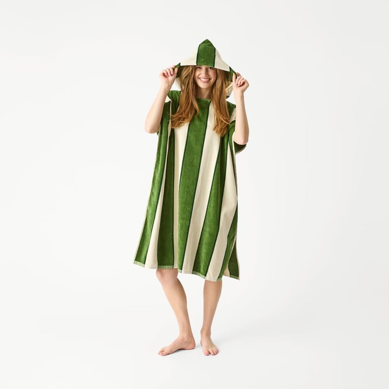 Lorne Green Stripe Hooded Beach Towel