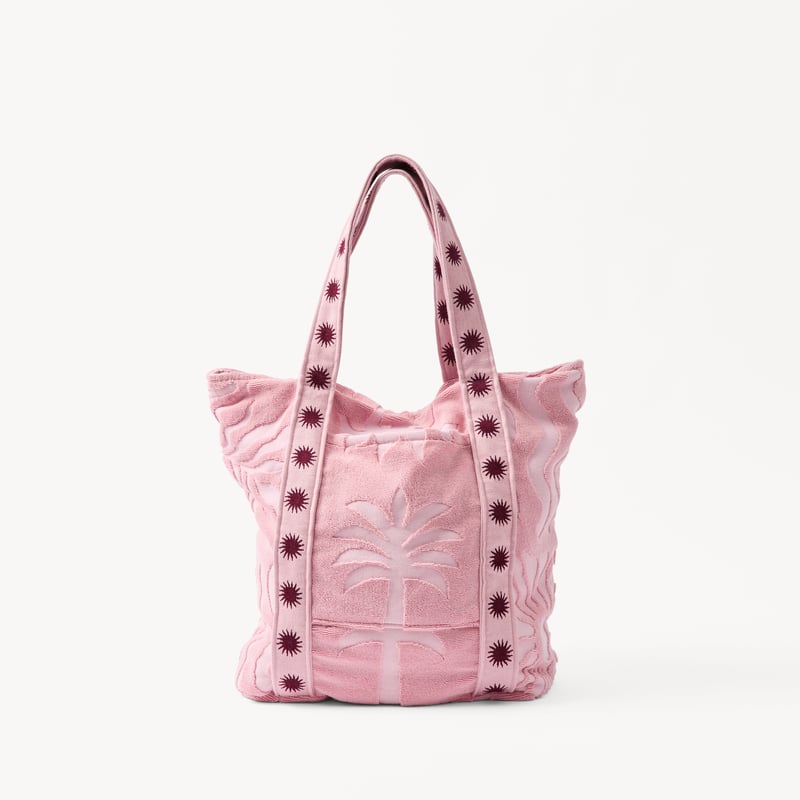 Pink Motif Terry Textured Beach Tote