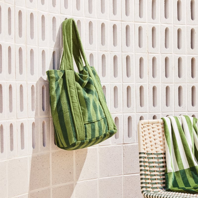 Whitehaven Green Terry Textured Beach Tote